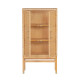 Natural Wood and Woven Rattan Tall Cabinet